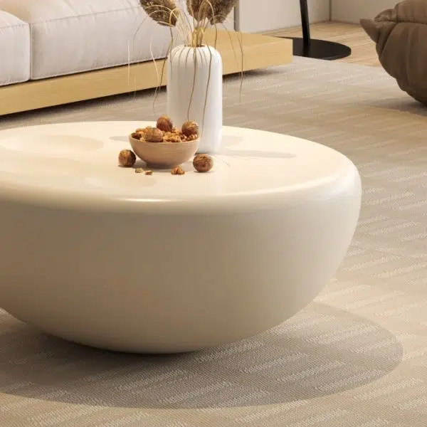 Contemporary Creative Fiberglass Tempered Glass Round Hemispherical Cat's Claw Coffee Table Set For Living Room - Image 11