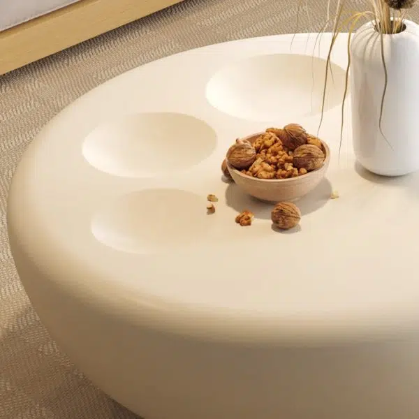 Contemporary Creative Fiberglass Tempered Glass Round Hemispherical Cat's Claw Coffee Table Set For Living Room - Image 9