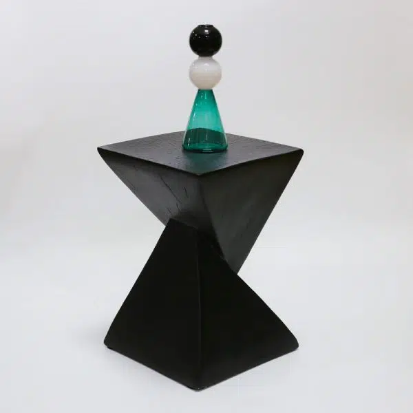 Contemporary Retro Magnesium Oxide Misaligned Triangle Wood Grain Geometric End Table 1-Tray For Bedroom - Image 6