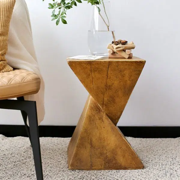 Contemporary Retro Magnesium Oxide Misaligned Triangle Wood Grain Geometric End Table 1-Tray For Bedroom - Image 12