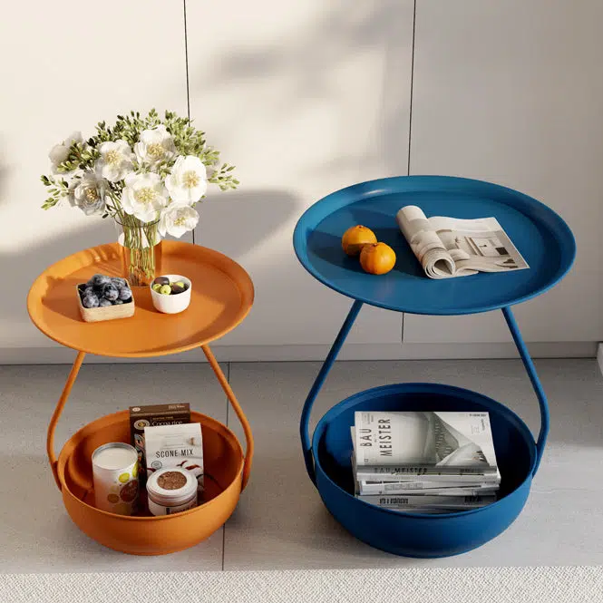 BS-Table-FX03053-13.jpg Contemporary Nordic Iron And Carbon Steel Round Side Table With 2-Tier Storage For Living Room And Bedroom - Image 1