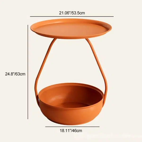 Contemporary Nordic Iron And Carbon Steel Round Side Table With 2-Tier Storage For Living Room And Bedroom - Image 10