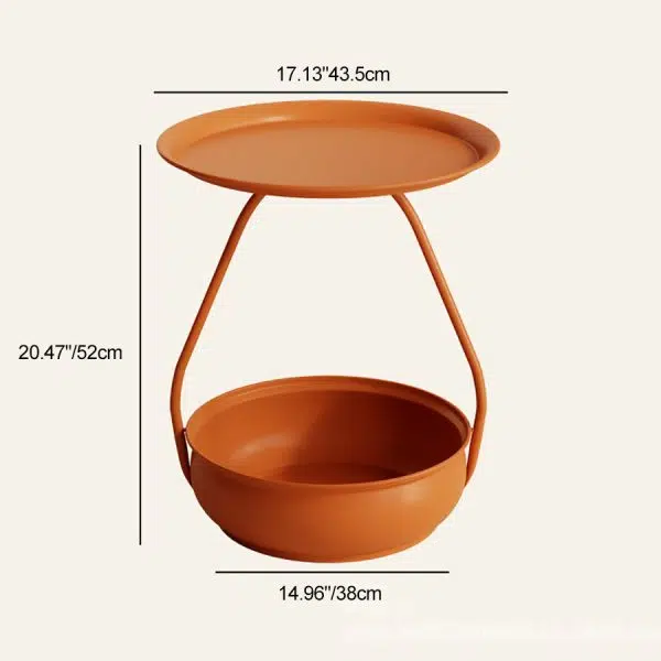 Contemporary Nordic Iron And Carbon Steel Round Side Table With 2-Tier Storage For Living Room And Bedroom - Image 9