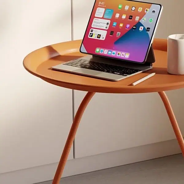 Contemporary Nordic Iron And Carbon Steel Round Side Table With 2-Tier Storage For Living Room And Bedroom - Image 12