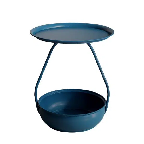 Contemporary Nordic Iron And Carbon Steel Round Side Table With 2-Tier Storage For Living Room And Bedroom - Image 23