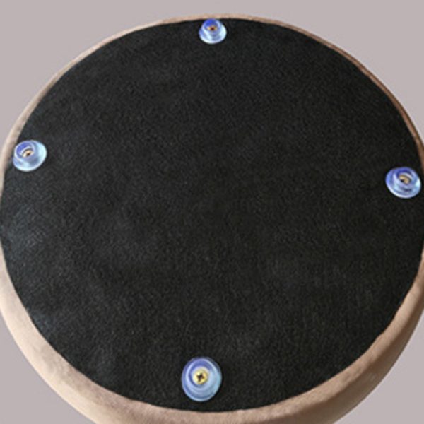 Contemporary Nordic Leather & Rubberwood Cylindrical Vanity Stool With Backrest & Swivel Function For Bedroom - Image 6