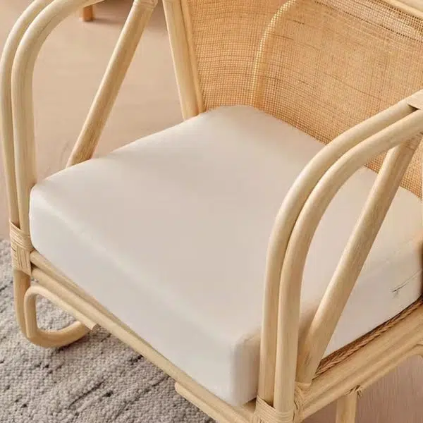 Traditional Japanese Solid Wood & Rattan Square Sofa With Armrest And Backrest For Living Room - Image 5