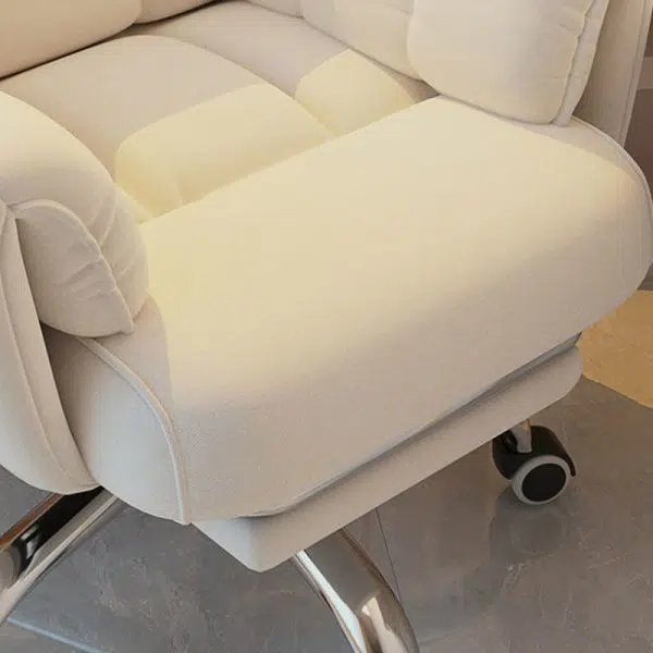 Modern Minimalist Fabric & Stainless Steel Square Seat Desk Chair With Adjustable Backrest & Swivel Base For Home Office - Image 6