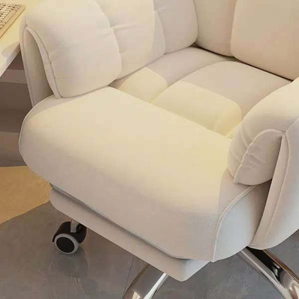 Modern Minimalist Fabric & Stainless Steel Square Seat Desk Chair With Adjustable Backrest & Swivel Base For Home Office - Image 5