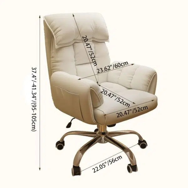 Modern Minimalist Fabric & Stainless Steel Square Seat Desk Chair With Adjustable Backrest & Swivel Base For Home Office - Image 4