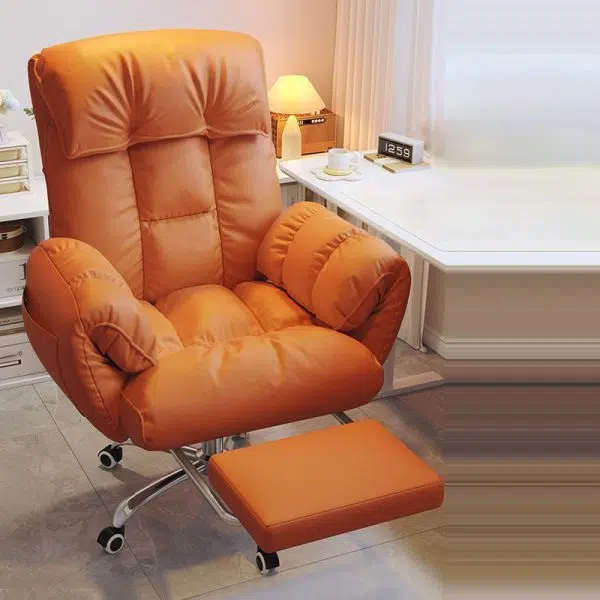 Modern Minimalist Fabric & Stainless Steel Square Seat Desk Chair With Adjustable Backrest & Swivel Base For Home Office - Image 11