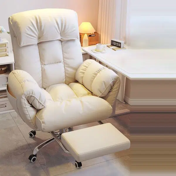 Modern Minimalist Fabric & Stainless Steel Square Seat Desk Chair With Adjustable Backrest & Swivel Base For Home Office - Image 13