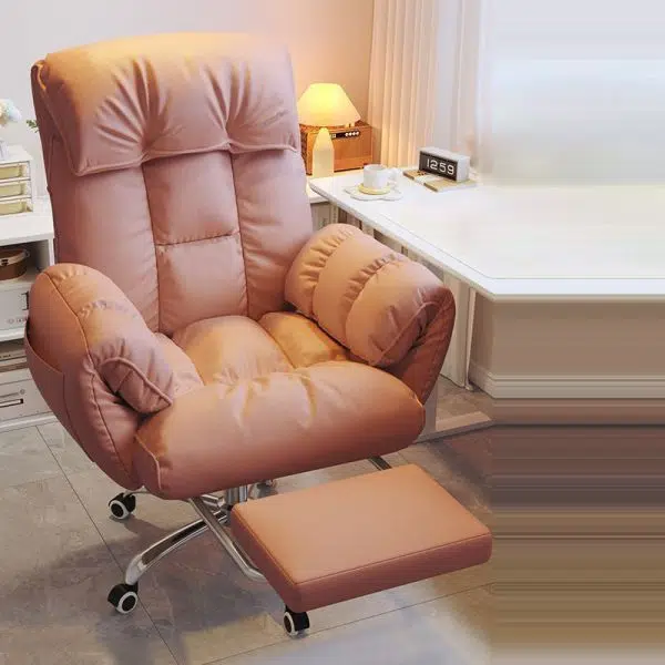 Modern Minimalist Fabric & Stainless Steel Square Seat Desk Chair With Adjustable Backrest & Swivel Base For Home Office - Image 18