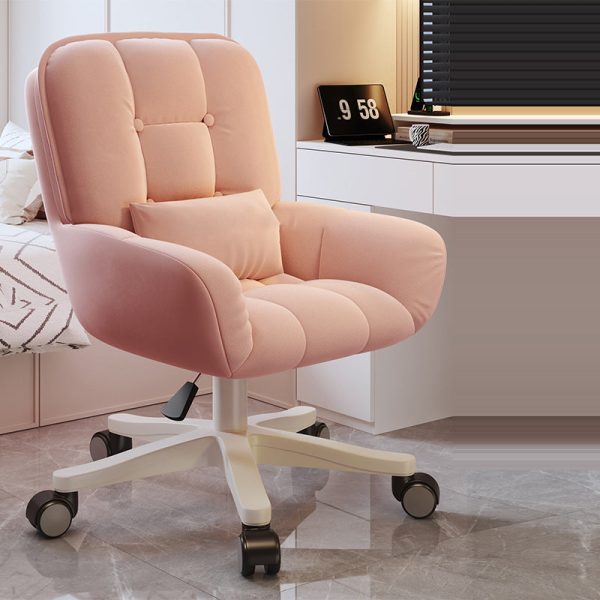 Modern Minimalist Velvet Leather & Nylon Square Desk Chair With Adjustable Height For Home Office - Image 6