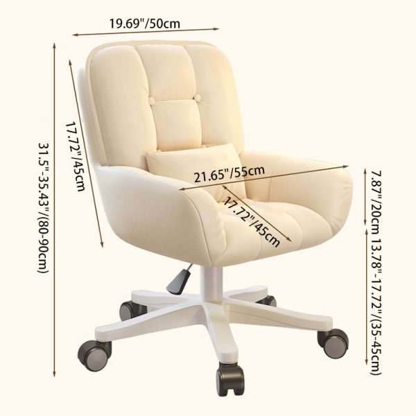 Modern Minimalist Velvet Leather & Nylon Square Desk Chair With Adjustable Height For Home Office - Image 4