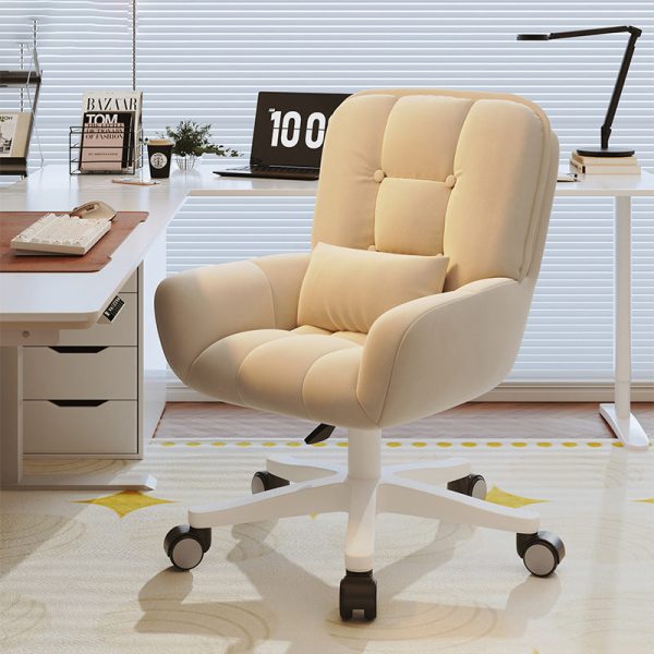 Modern Minimalist Velvet Leather & Nylon Square Desk Chair With Adjustable Height For Home Office - Image 2