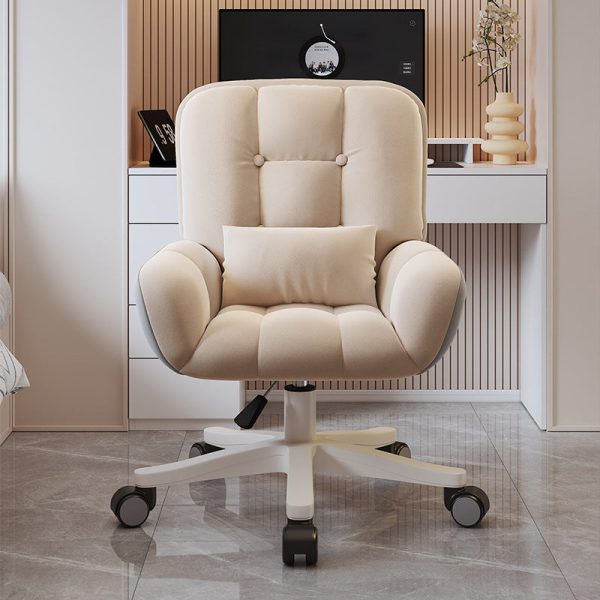 Modern Minimalist Velvet Leather & Nylon Square Desk Chair With Adjustable Height For Home Office - Image 17