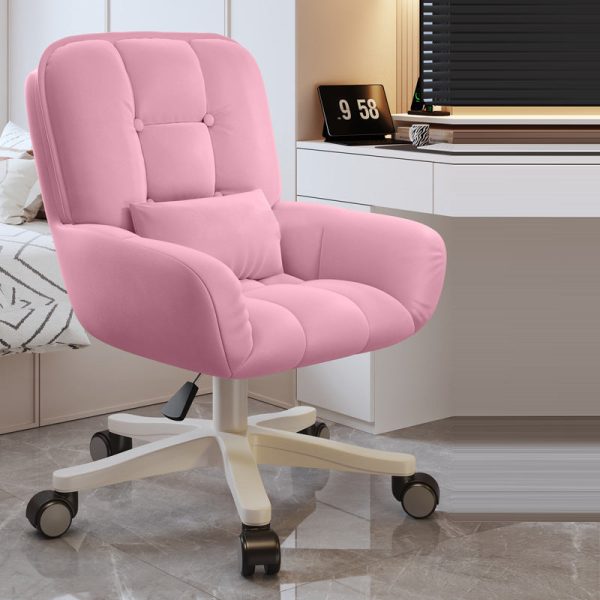 Modern Minimalist Velvet Leather & Nylon Square Desk Chair With Adjustable Height For Home Office - Image 7