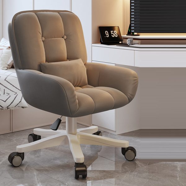 Modern Minimalist Velvet Leather & Nylon Square Desk Chair With Adjustable Height For Home Office - Image 8