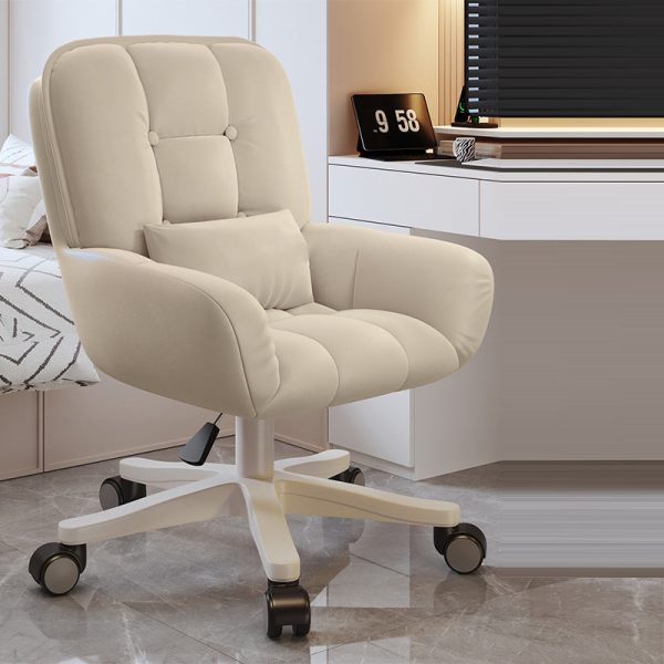 Modern Minimalist Velvet Leather & Nylon Square Desk Chair With Adjustable Height For Home Office - Image 10