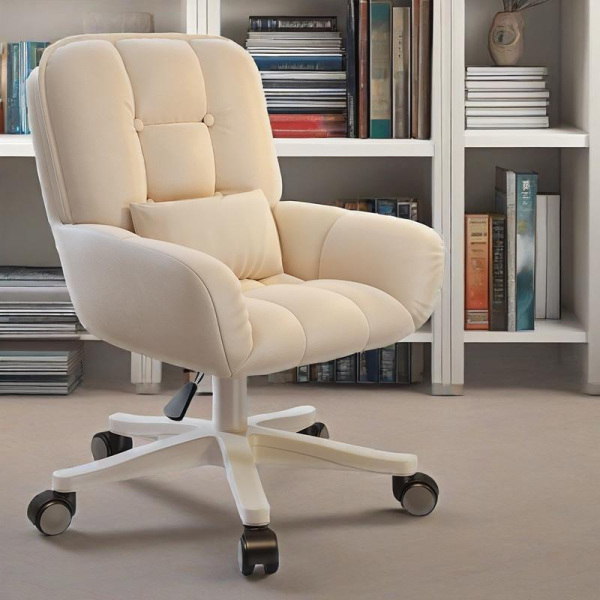 Modern Minimalist Velvet Leather & Nylon Square Desk Chair With Adjustable Height For Home Office - Image 13