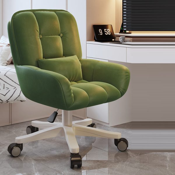 Modern Minimalist Velvet Leather & Nylon Square Desk Chair With Adjustable Height For Home Office - Image 14