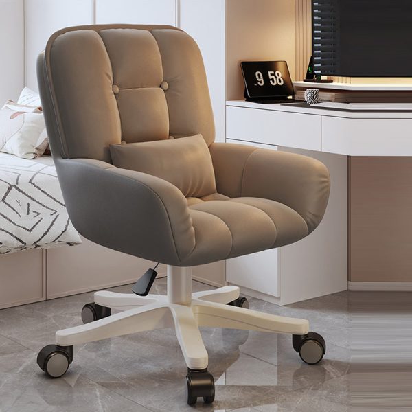 Modern Minimalist Velvet Leather & Nylon Square Desk Chair With Adjustable Height For Home Office - Image 15