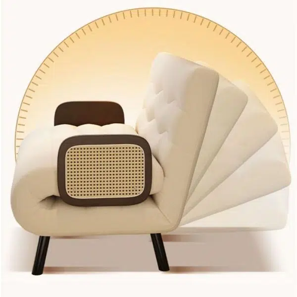 Contemporary Nordic Wood & Fabric Rectangular Sofa Bed With Foldable Function For Living Room And Bedroom - Image 9