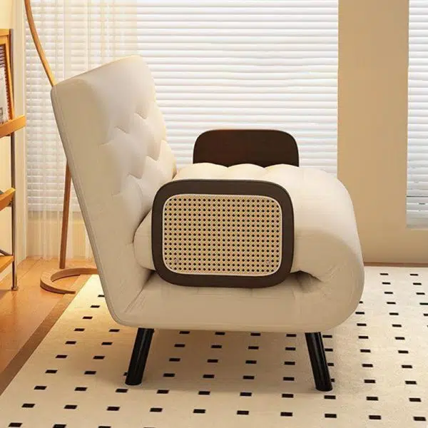 Contemporary Nordic Wood & Fabric Rectangular Sofa Bed With Foldable Function For Living Room And Bedroom - Image 3