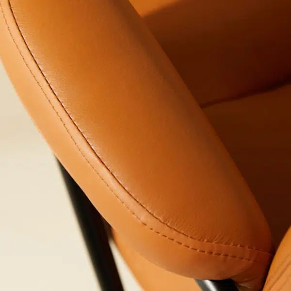 Contemporary Nordic Leather Square Desk Chair With Swivel & Height Adjustment For Home Office - Image 5