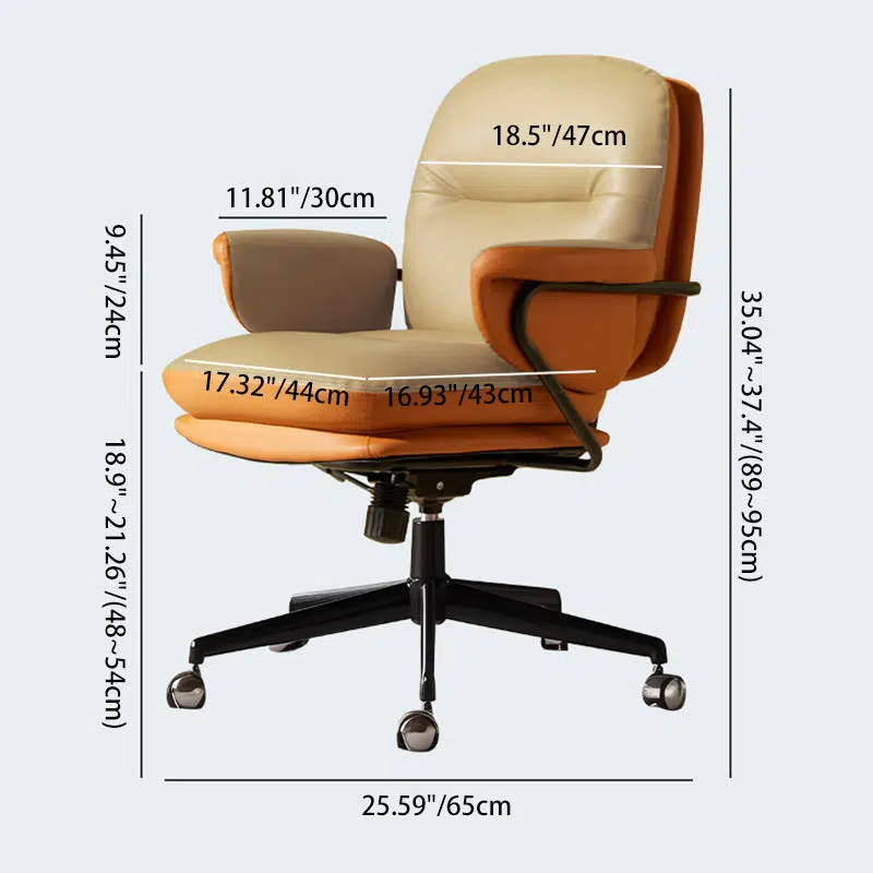 DFM-Chair-BM01394-12.jpg Contemporary Nordic Leather Square Desk Chair With Swivel & Height Adjustment For Home Office - Image 4