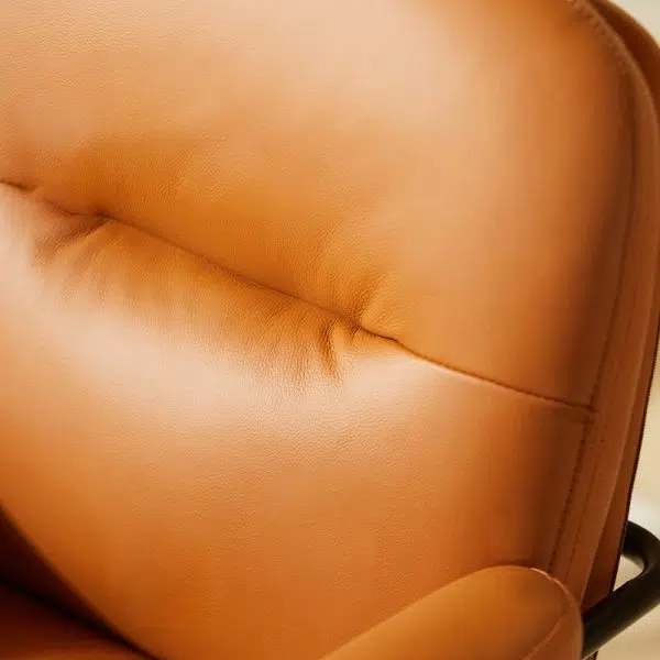 Contemporary Nordic Leather Square Desk Chair With Swivel & Height Adjustment For Home Office - Image 7