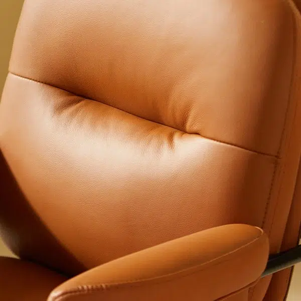 Contemporary Nordic Leather Square Desk Chair With Swivel & Height Adjustment For Home Office - Image 10