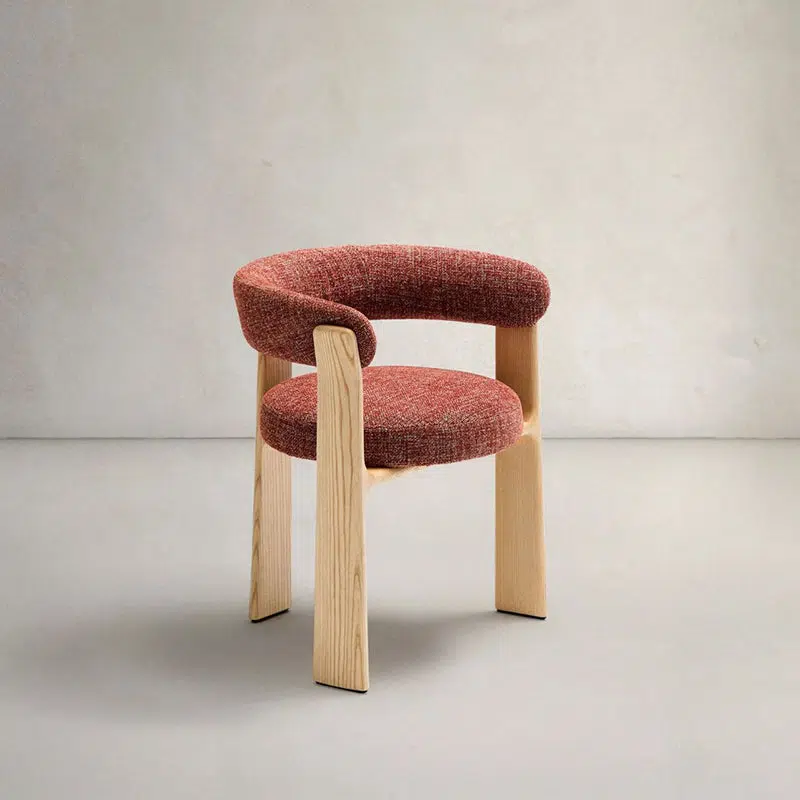 DFM-Chair-BM01395-4.jpg Contemporary Nordic Ash Wood Curved Back Accent Chair With Round Seat For Bedroom & Living Room - Image 2