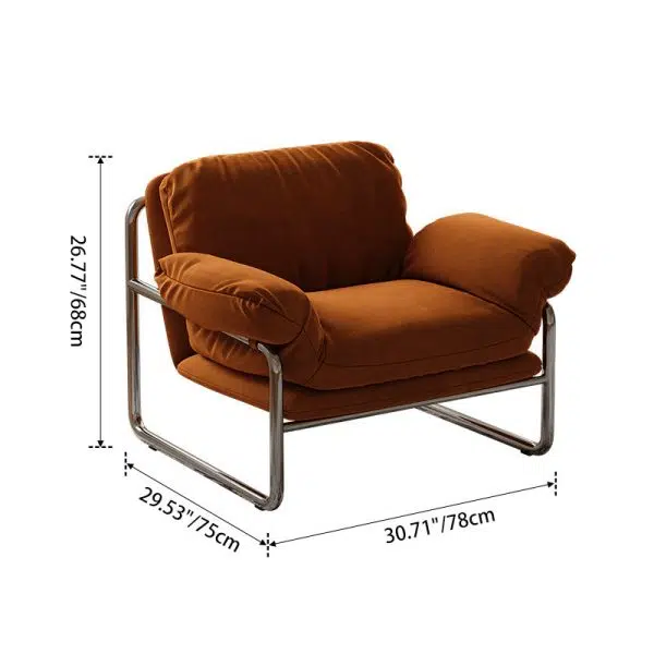 Contemporary Nordic Fabric & Stainless Steel Square Accent Chair With Ergonomic Comfort For Living Room & Bedroom - Image 4