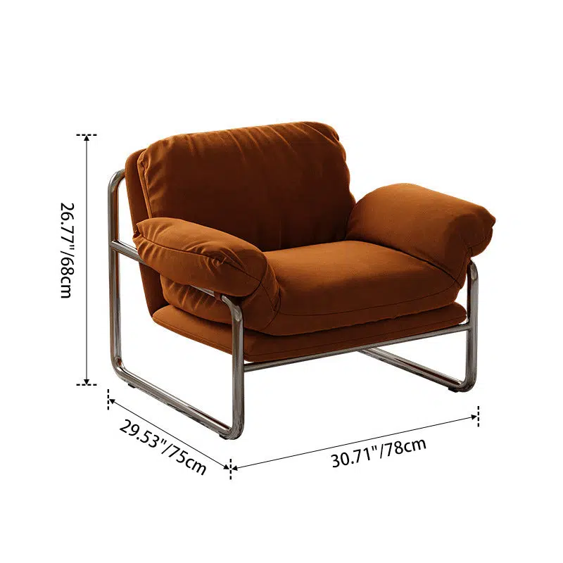 DFM-Chair-BM01404-2.jpg Contemporary Nordic Fabric & Stainless Steel Square Accent Chair With Ergonomic Comfort For Living Room & Bedroom - Image 4