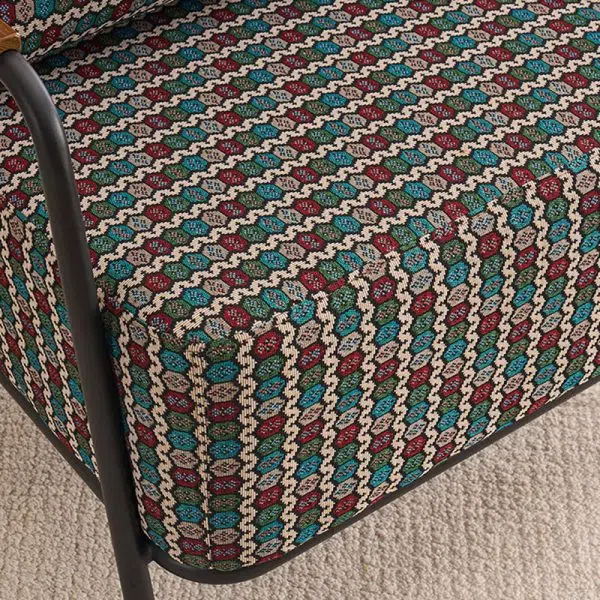 Contemporary Creative Cotton Linen & Carbon Steel Square Accent Chair With Ergonomic Design For Living Room & Bedroom - Image 7