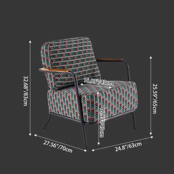 Contemporary Creative Cotton Linen & Carbon Steel Square Accent Chair With Ergonomic Design For Living Room & Bedroom - Image 4