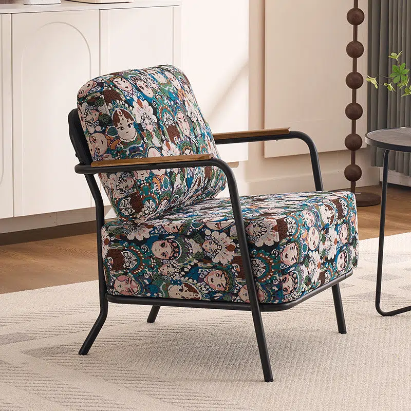 DFM-Chair-BM01405-13.jpg Contemporary Creative Cotton Linen & Carbon Steel Square Accent Chair With Ergonomic Design For Living Room & Bedroom - Image 9