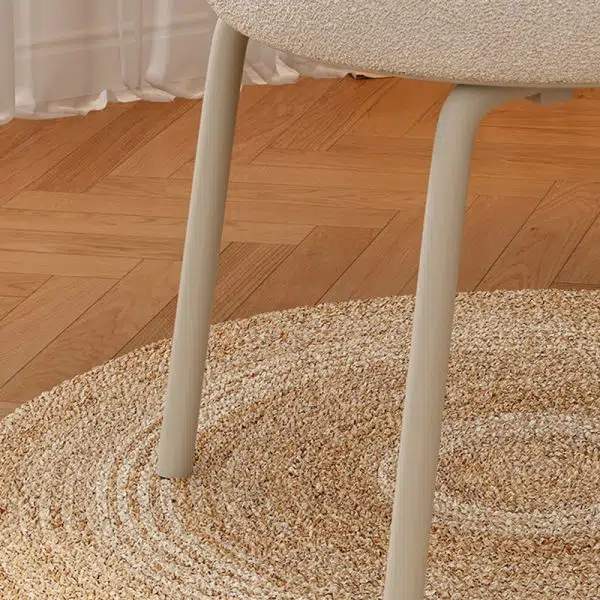 Contemporary Nordic Lambswool & Carbon Steel Cat-Paw Back Round Seat Vanity Stool For Bedroom & Living Room - Image 5