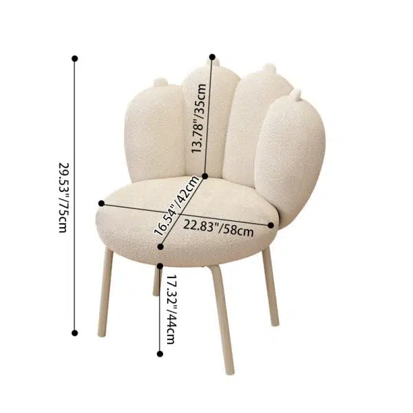 Contemporary Nordic Lambswool & Carbon Steel Cat-Paw Back Round Seat Vanity Stool For Bedroom & Living Room - Image 4