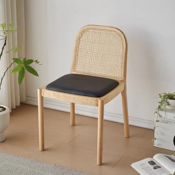 Contemporary Nordic Wood Leather Square Dining Chair For Dining Room And Living Room - Image 5