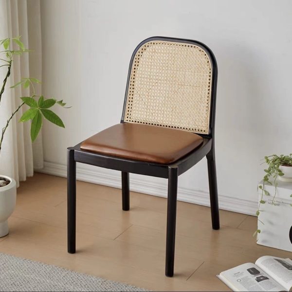 Contemporary Nordic Wood Leather Square Dining Chair For Dining Room And Living Room - Image 11