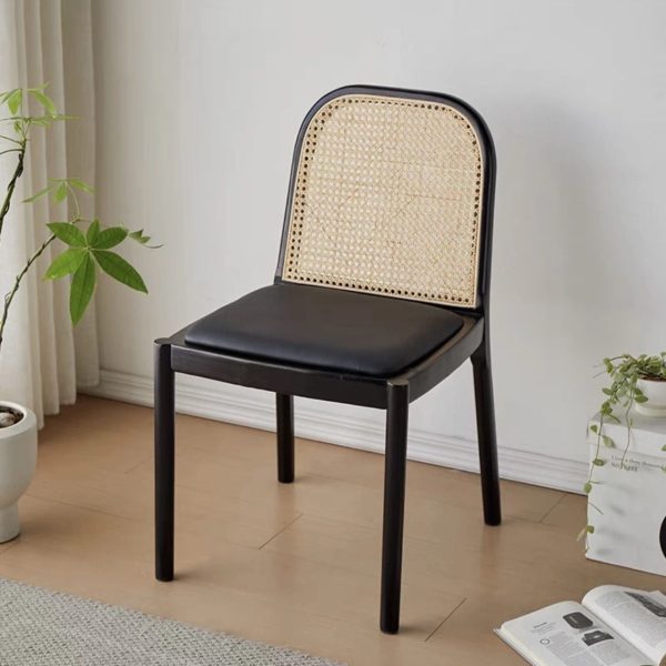 Contemporary Nordic Wood Leather Square Dining Chair For Dining Room And Living Room - Image 10