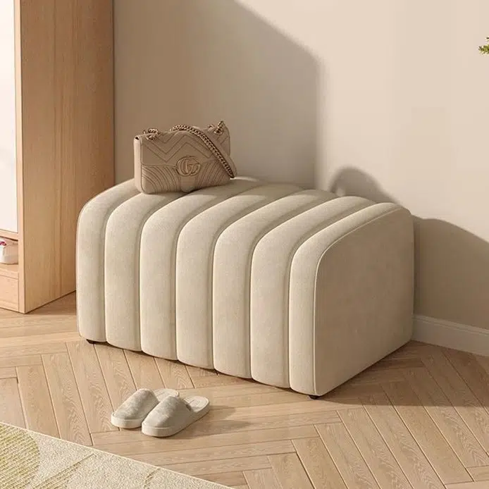 DFM-Chair-BM01465-11.jpg Contemporary Nordic Wood And Velvet Rectangular Bench Chair For Entryway Bedroom Living Room - Image 1