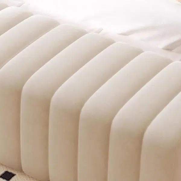 Contemporary Nordic Wood And Velvet Rectangular Bench Chair For Entryway Bedroom Living Room - Image 8