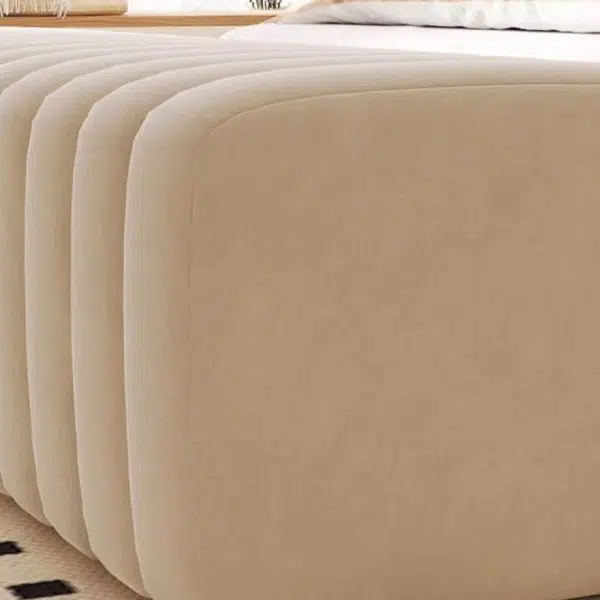 Contemporary Nordic Wood And Velvet Rectangular Bench Chair For Entryway Bedroom Living Room - Image 9