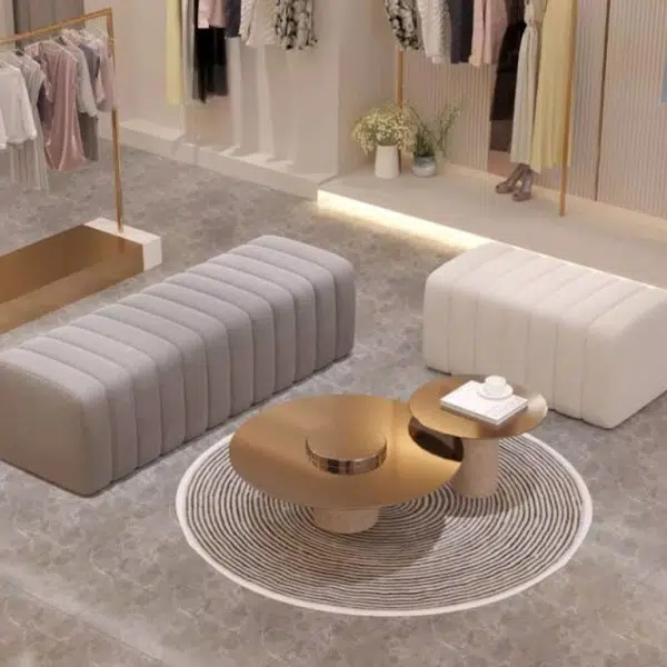 Contemporary Nordic Wood And Velvet Rectangular Bench Chair For Entryway Bedroom Living Room - Image 2