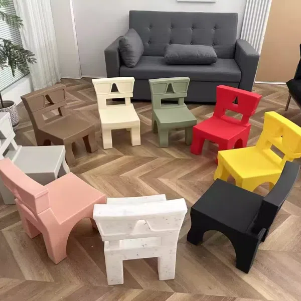 Contemporary Nordic Plastic Square Low Stool For Kids Bedroom & Living Room - Image 25