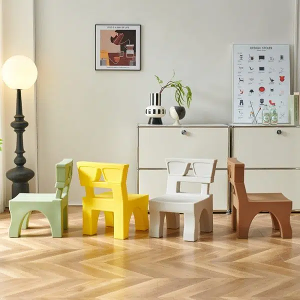 Contemporary Nordic Plastic Square Low Stool For Kids Bedroom & Living Room - Image 19